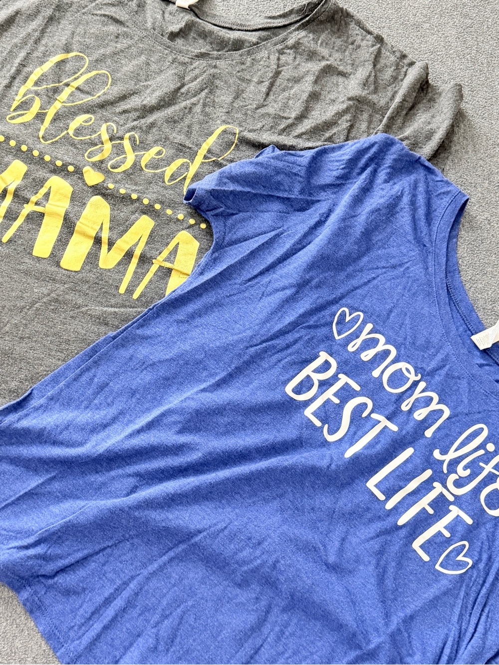 Bella Canvas Blue Mom Life Best Life Tee & Gray Blessed Mama Tee medium